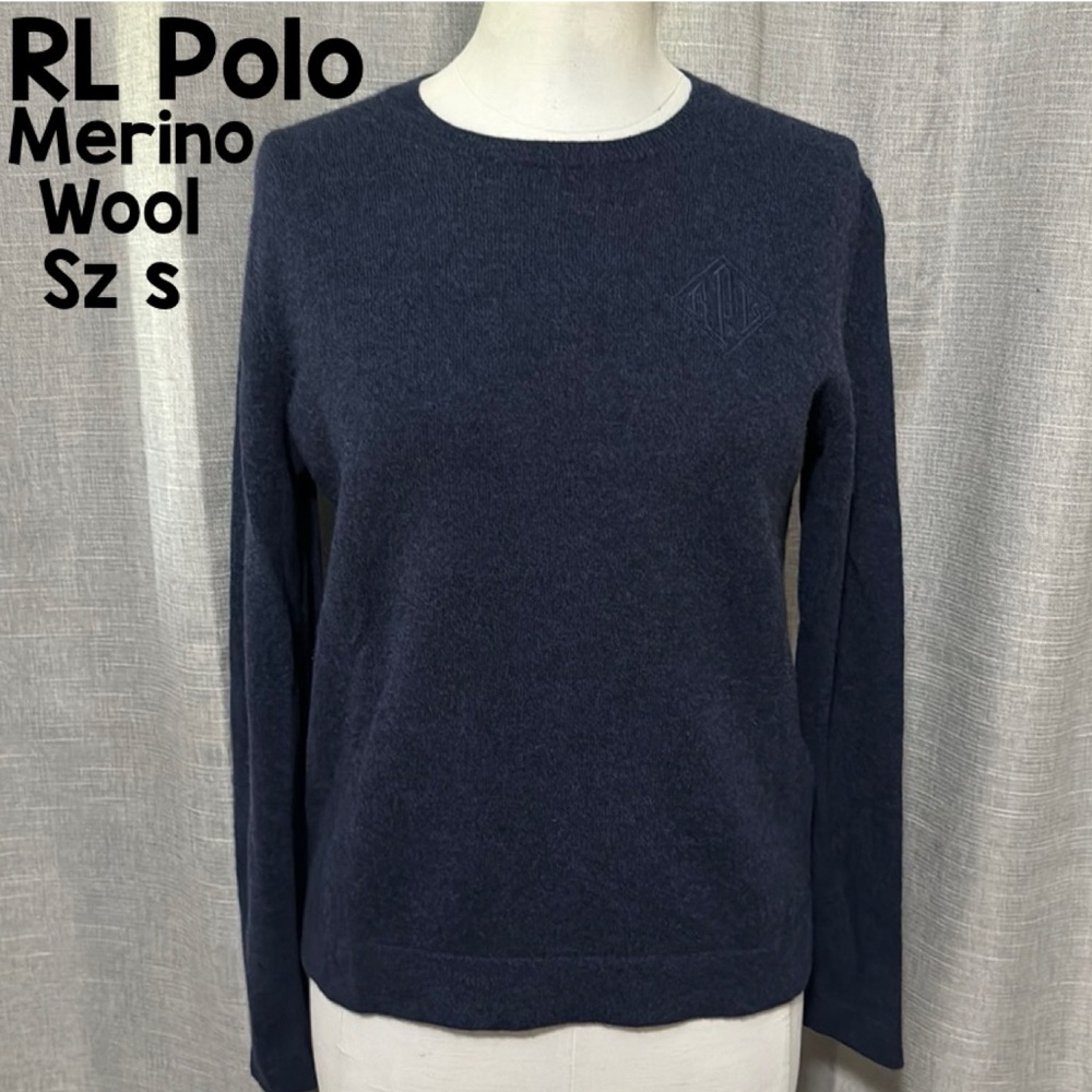 RL Polo Merino Wool Sweater-Sz S-Blue-Polo Stitched Logo @ Chest-EUC